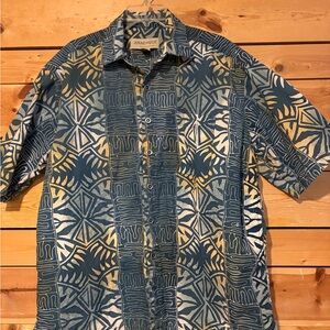 Jos A. Bank Blue & Cream Short-Sleeve Geometric Button-Down Shirt